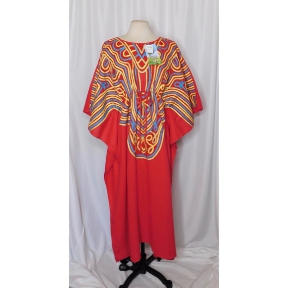 Frixio Dresses & Skirts - NWT!!  FRIXIO Hand Embroidered Caftan Kaftan Colorful Beach Columbia Large